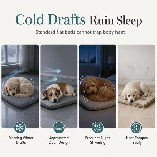 🐱🛏️semi-enclosed Hooded Pet Sleeping Bag Cave Bed | Draft-blocking, Cozy Indoor Winter Rest Spot📦