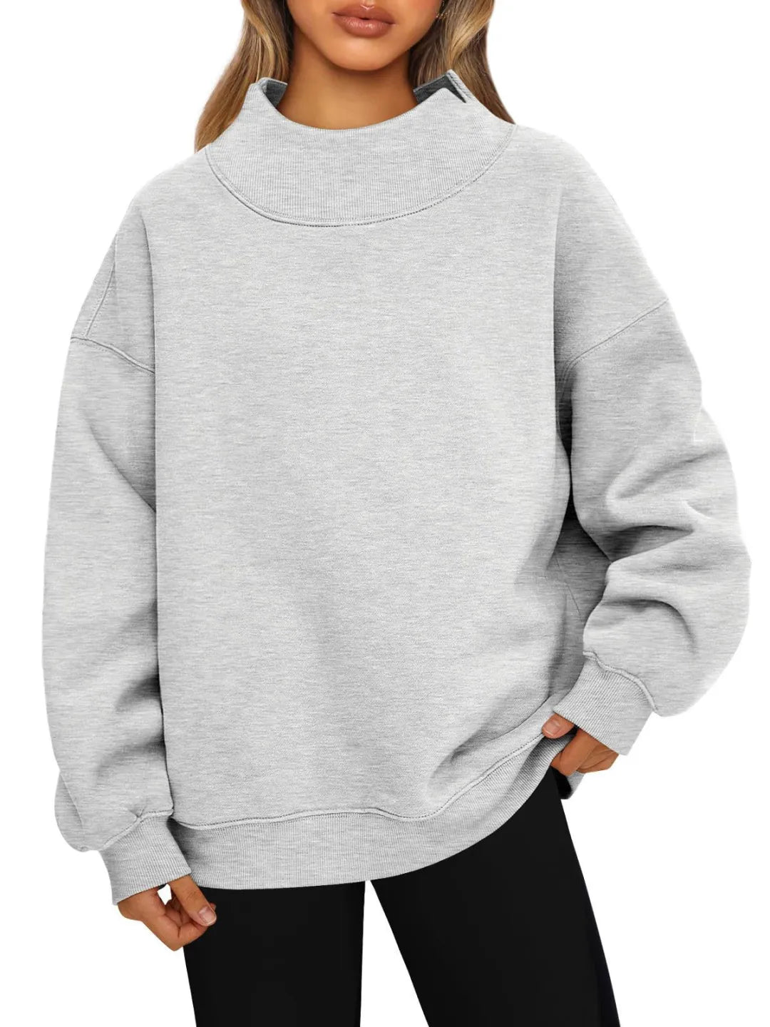 Women's Half Turtleneck Fleece Casual Long Sleeve Sweatshirt