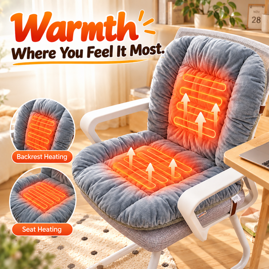 🔥 Plush Heated Chair Cushion – Cozy Seat & Back Warmer