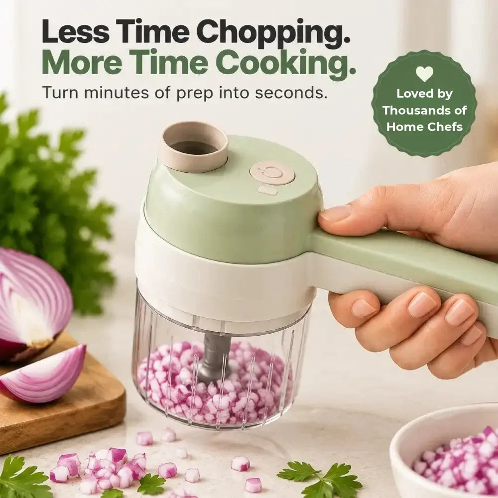 Cordless food chopper and slicer set