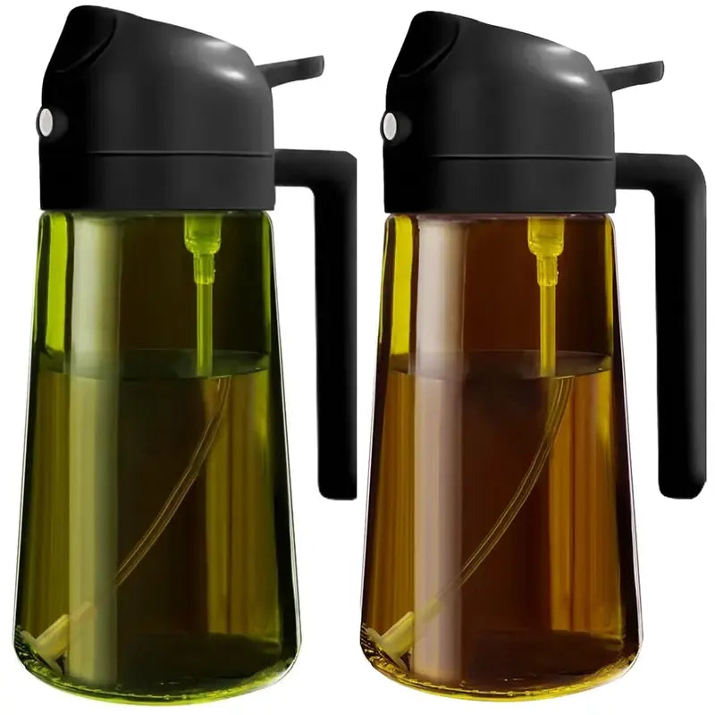 2-in-1 Light-Blocking Glass Oil Sprayer & Dispenser – 2 Pack