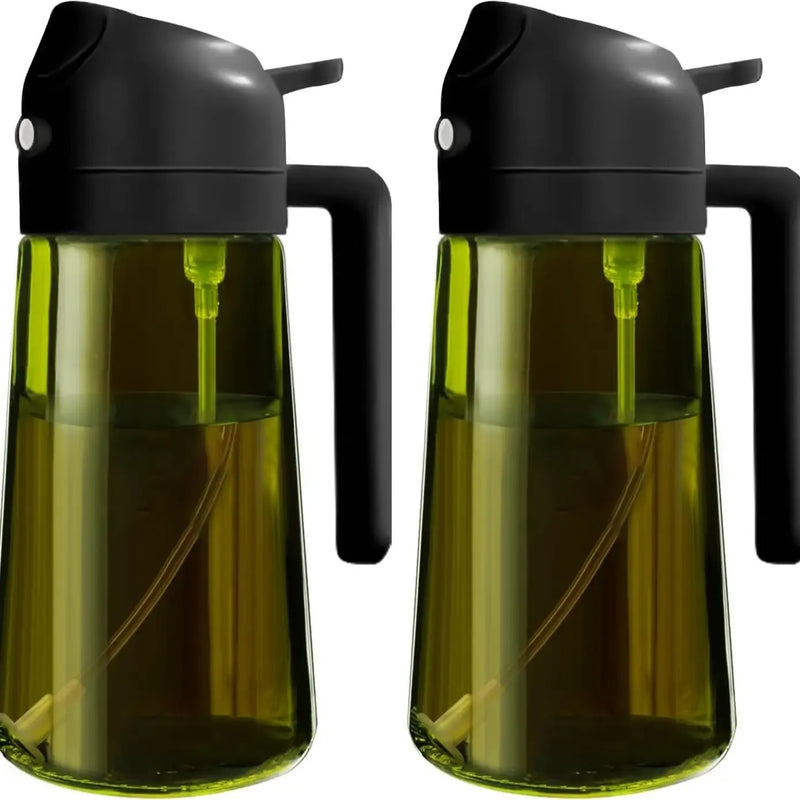 2-in-1 glass oil sprayer and dispenser 2 pack